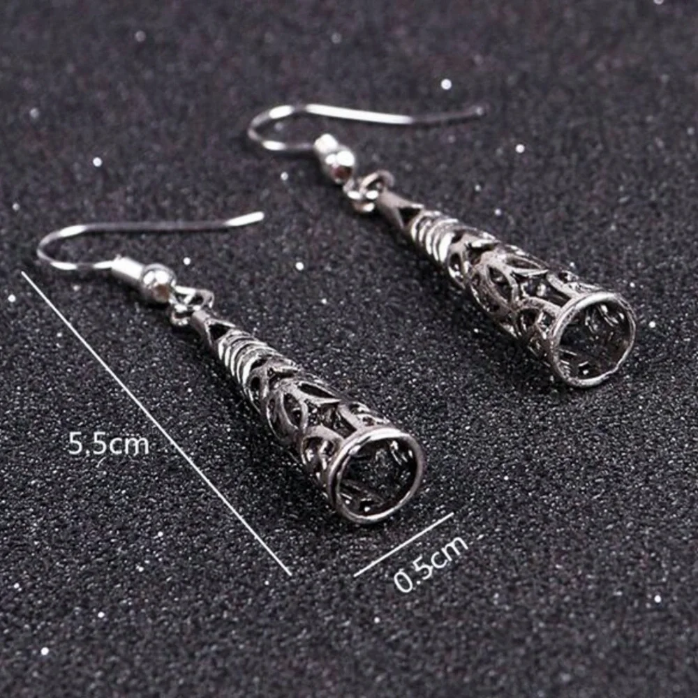 Silver Boho Totem Drop Earrings - Picture 4 of 5